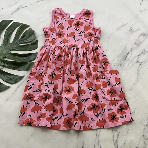 Hanna Andersson Other - Hanna Andersson Girls Fit and Flare Dress Size 140 10 Pink Orange Floral Cotton